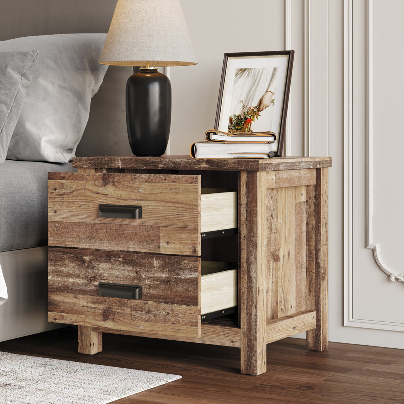 Cecere 2 Drawer Nightstand, Vintage Oak