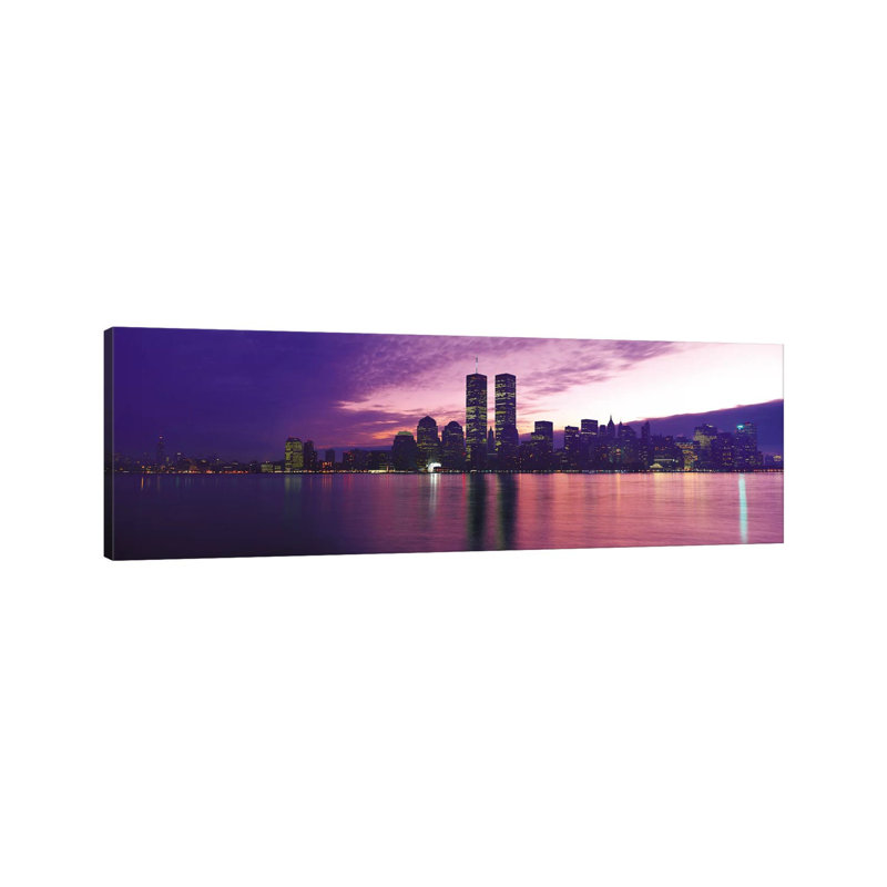 New York Panoramic Skyline Cityscape (Sunset) - Wrapped Canvas Panoramic Print, 30.48 cm H x 91.44 cm W x 1.91 cm D