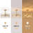 20 Inch Gold Caged Ceiling Fan With Flower Chandelier, Lights & Remote Control For Living Room, Bedroom
