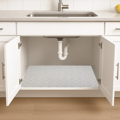 Tapis sous-lavabo XL, doublure d'armoire protectrice pour la cuisine et la salle de bain - absorbant, imperméable et ajustable (24 po x 59 po) (brun clair) (fabriqué aux États-Unis)