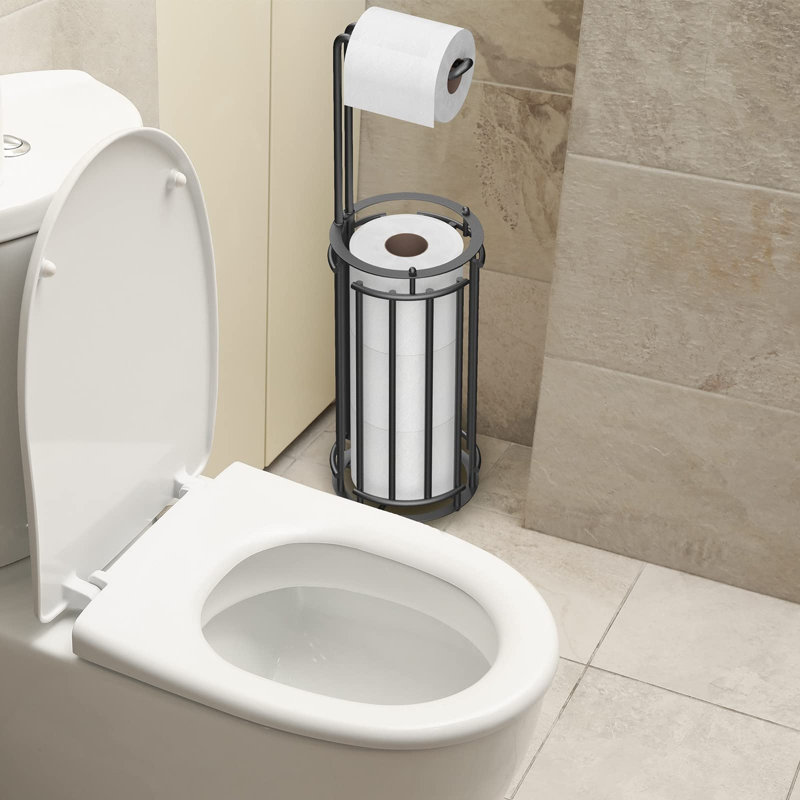 Porte-papier hygiénique sur pied sans outils, Noir