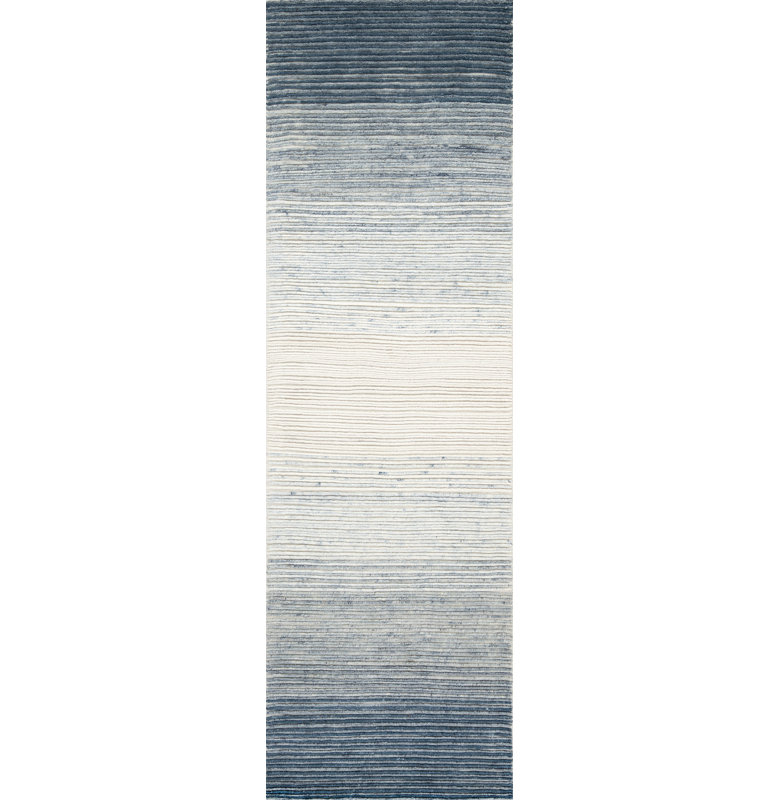 Lagos Wool Ombre Area Rug in Gray Blue/Light Blue/Ivory, Runner 3' x 8'