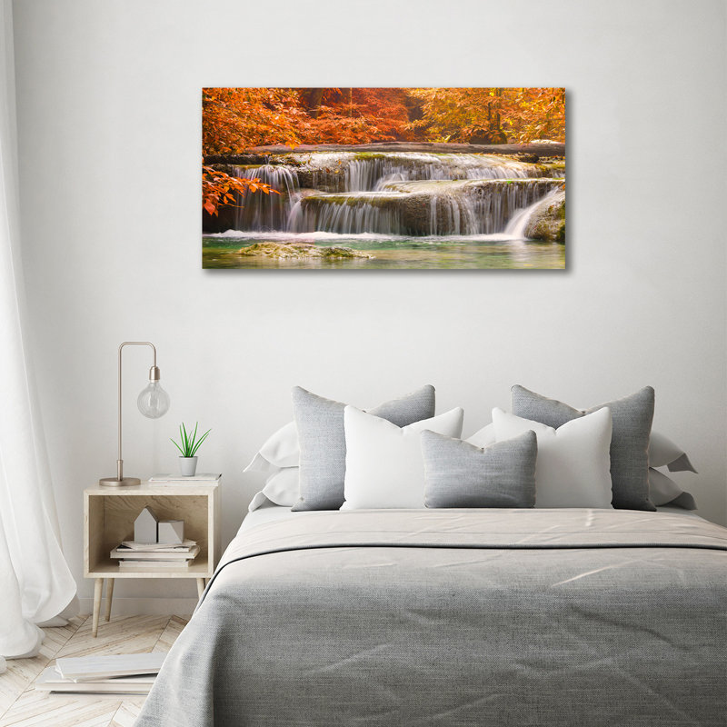 Waterfall In Autumn - Wrapped Canvas Print