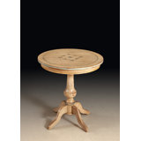 Handcrafted Italian Round Pedestal Accent Table with Hand-Painted Top