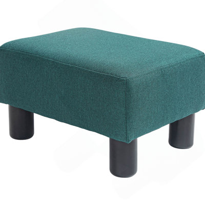 Ottoman Foot Rest, Small Foot Stool with Linen Fabric Upholstery and Plastic Legs, Cube Ottoman for Living Room