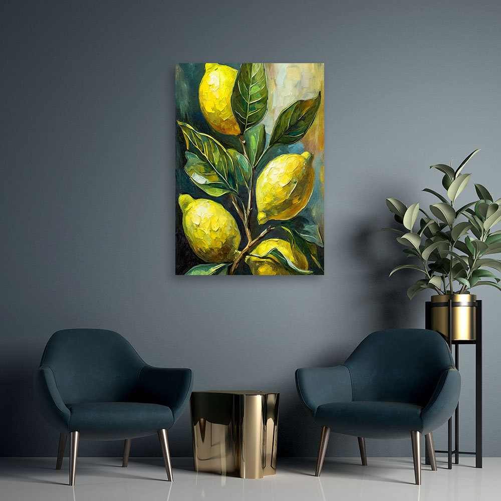 Leinwanddruck, Zitronen und Blätter - Wrapped Canvas Print