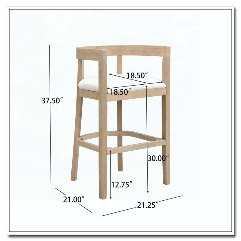 Tabouret de comptoir en bois d'hévéa, Bois
