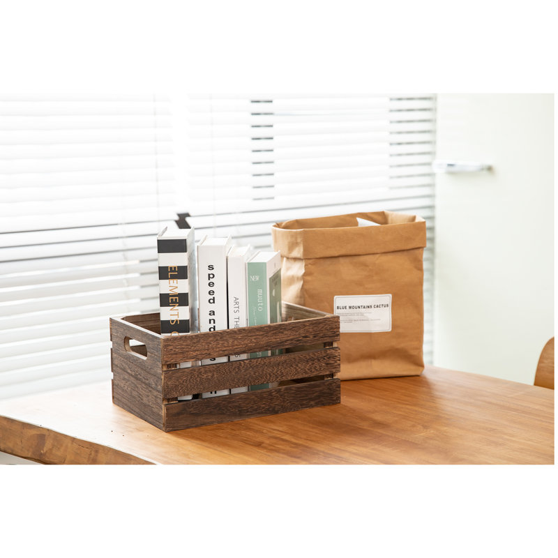 Ensemble de caisses en bois massif, Brun rustique, H 5,50 po x l 12 po x P 8 po