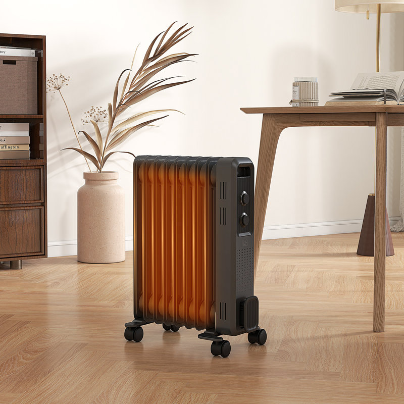 Demi Oil Filled Radiator Portable Heater W/ 3 Heat Settings Grey, 60" H x 43" W x 24" D, 2180 Watt, 7438 BTU
