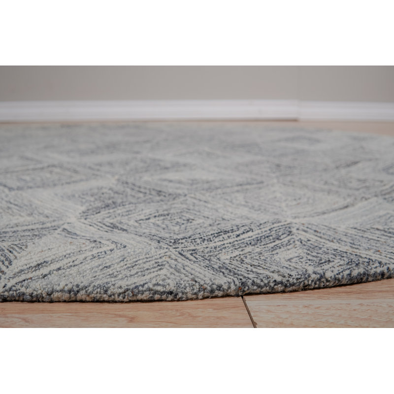 Rustic Gray Hand Tufted Wool Area Rug, Round 6'