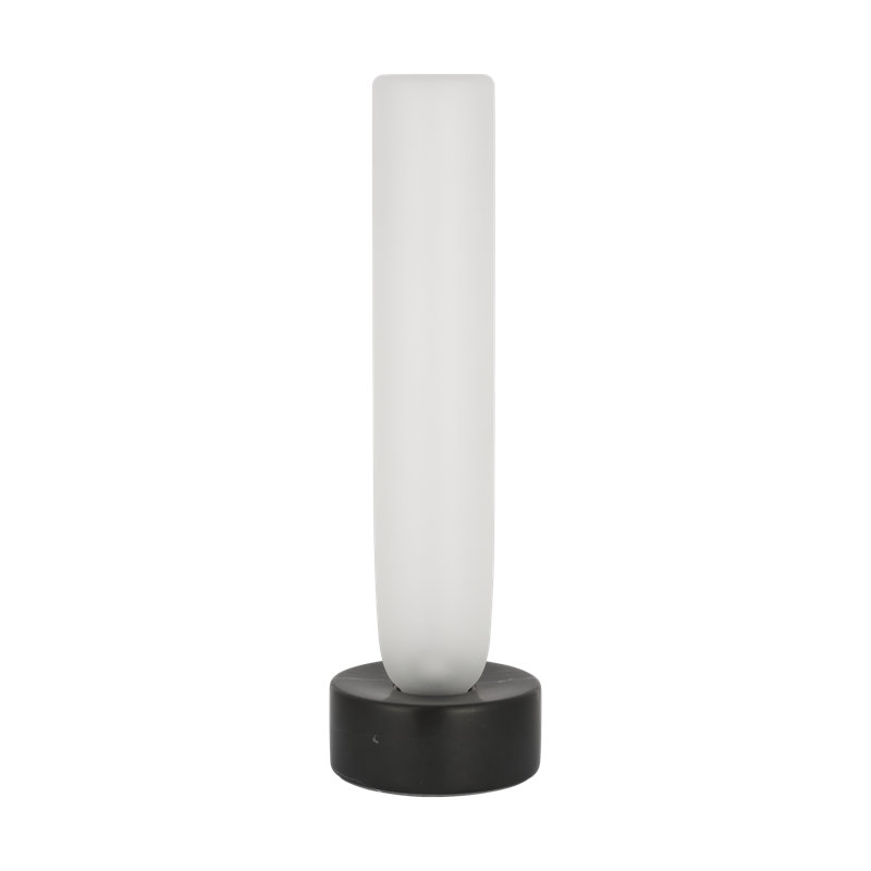 Kelly Wearstler Volver 1-light Small Table Lamp in White Marble with Clear Etched Glass shade, Black