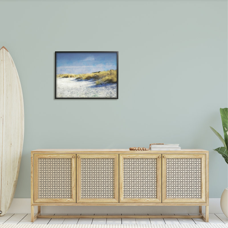 «Beach Reeds Sandy Coast» par Kim Curationa - cadre flottant, impression sur bois, L 30 po x H 24 po x P 1,5 po
