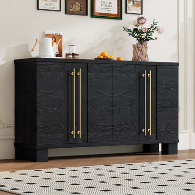 Buffet avec tablettes réglables et poignées dorées pour la cuisine, la salle à manger et le salon