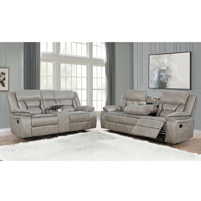 Brazelton Taupe 2-Piece Pillow Top Arm Motion Living Room Set