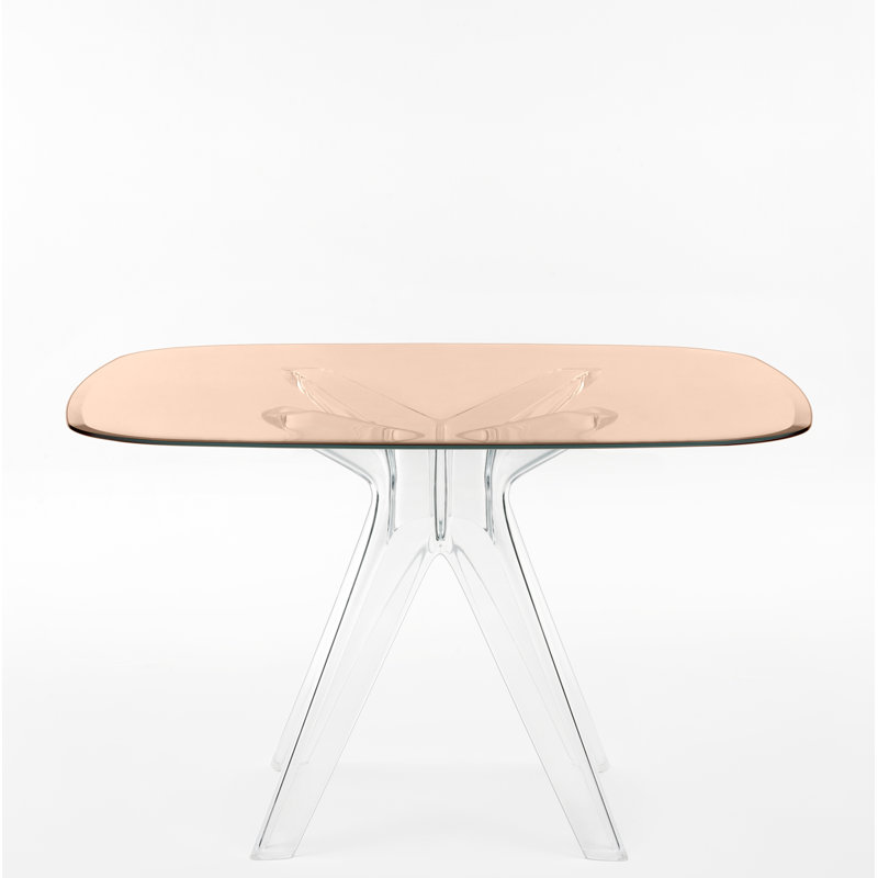 Sir Gio Square Glass Dining Table, Transparent, Pink