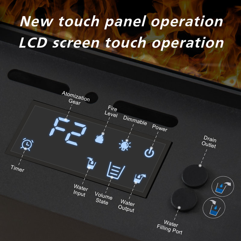 Electric Fireplace with Water Connection Direct,Fireplace with Realistic Atomized Flame,with Remote Control Electric Steam Fireplace(Size:W7.87x H8.27 in)