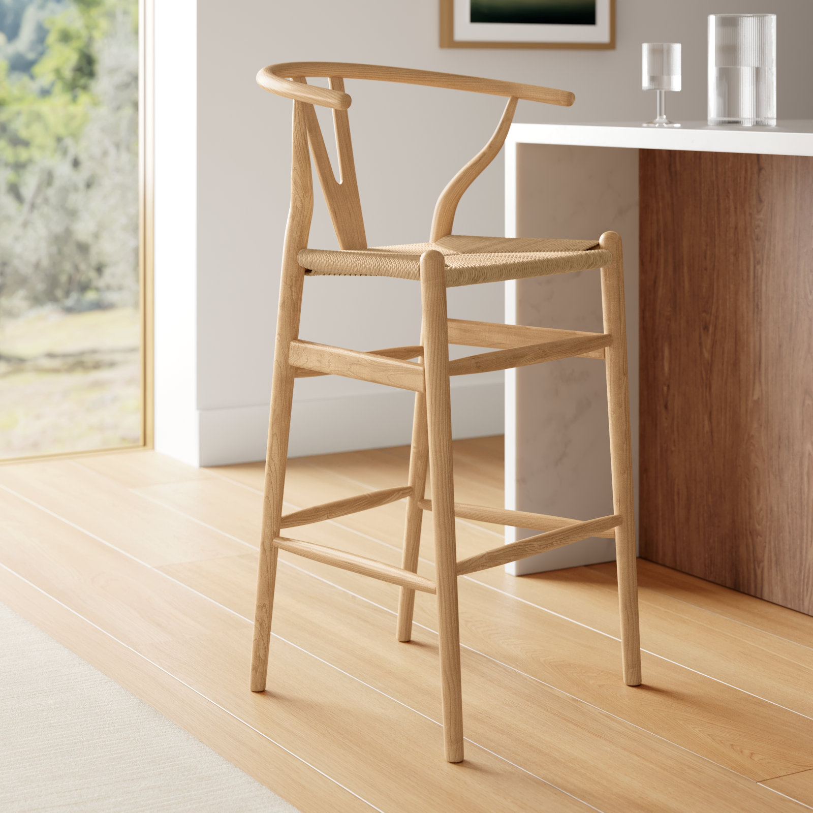 Etta Bar and Counter Stool, Natural/Natural, Bar Stool (30" Seat Height)