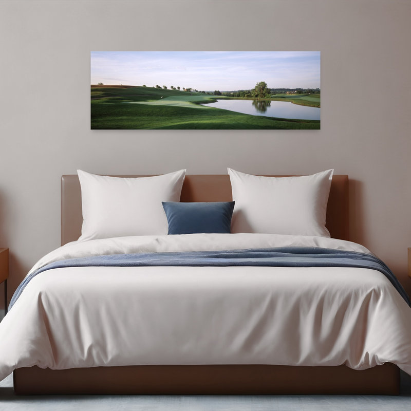 Pond in a golf course The Meadows Golf Course Dubuque Dubuque County Iowa USA 1 Piece Wrapped Canvas Panoramic Wall Art