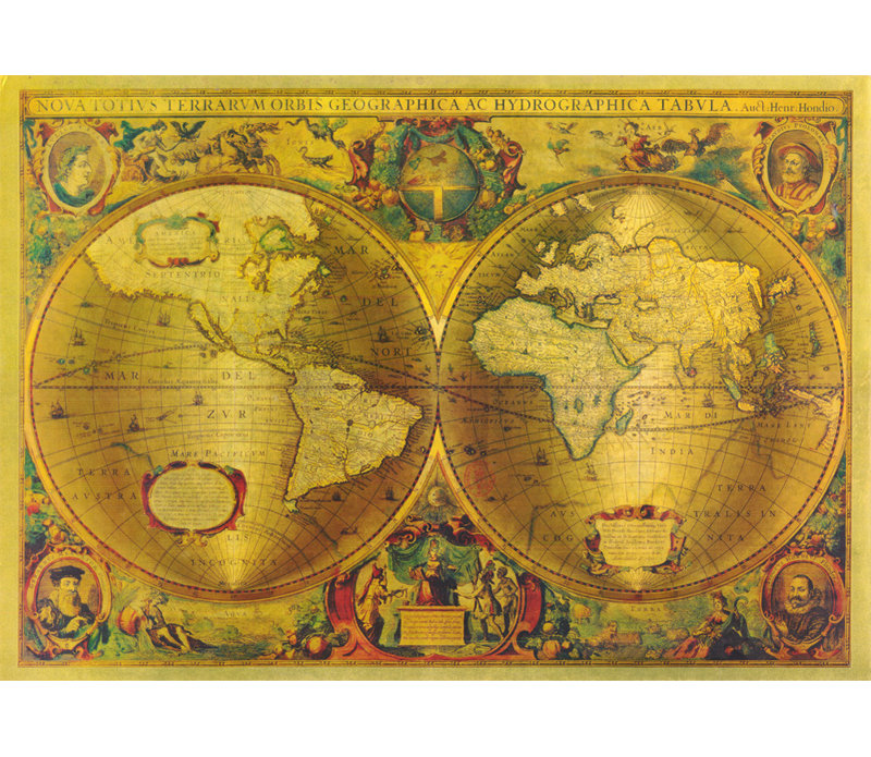 Carte de l'Ancien Monde en or, H 33 po x l 48 po