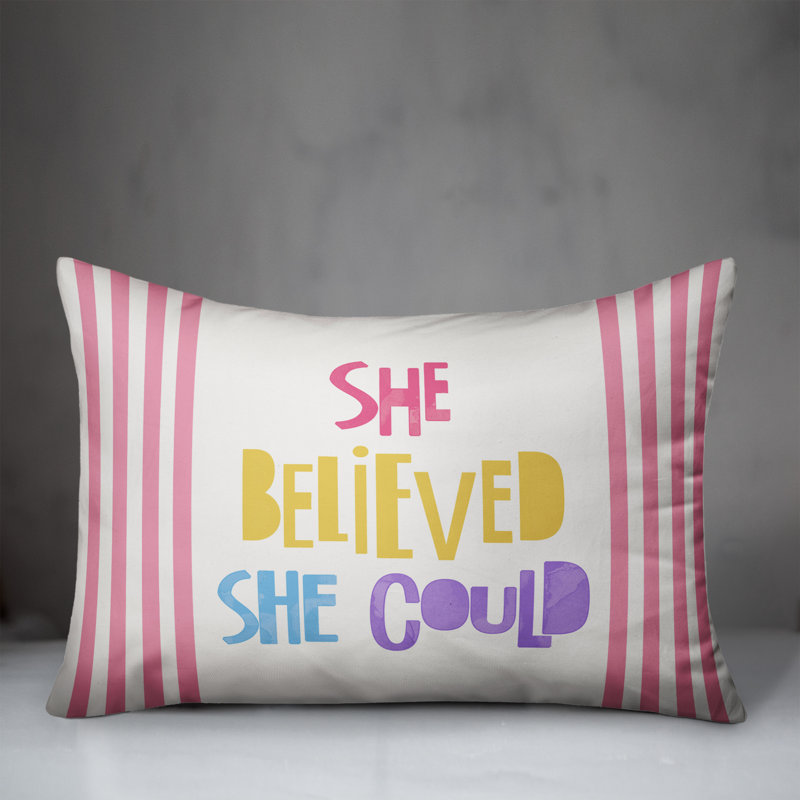  She Believed so She Did Striped Rectangular Pillow Cover & Insert