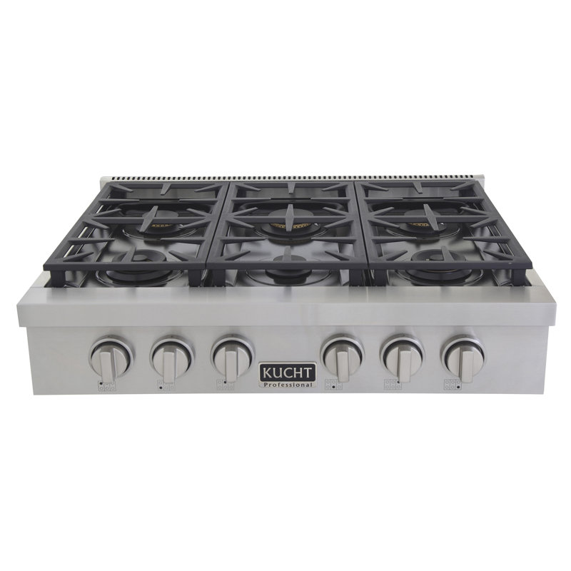36" 6 Burner Cooktop, Classic Silver, Natural Gas