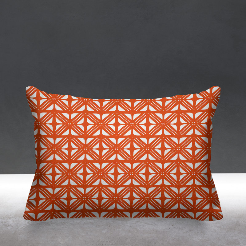 Housse de coussin d'extérieur carré et insert, Orange brûlé, 14 po x 20 po, Rectangle