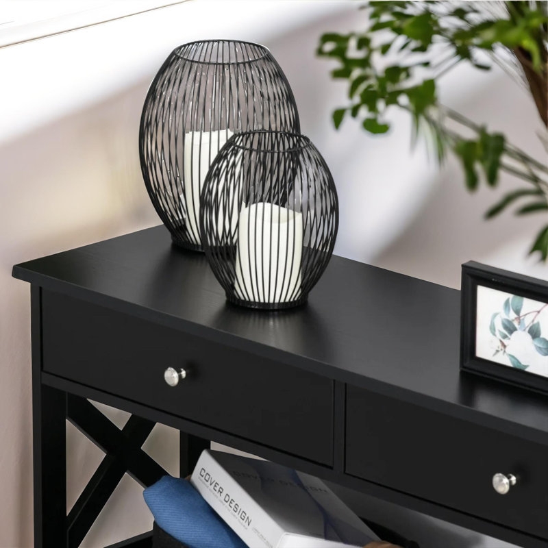 100Cm 3 Tier Console Table with Storage Shelves and Drawers, Entryway Furniture