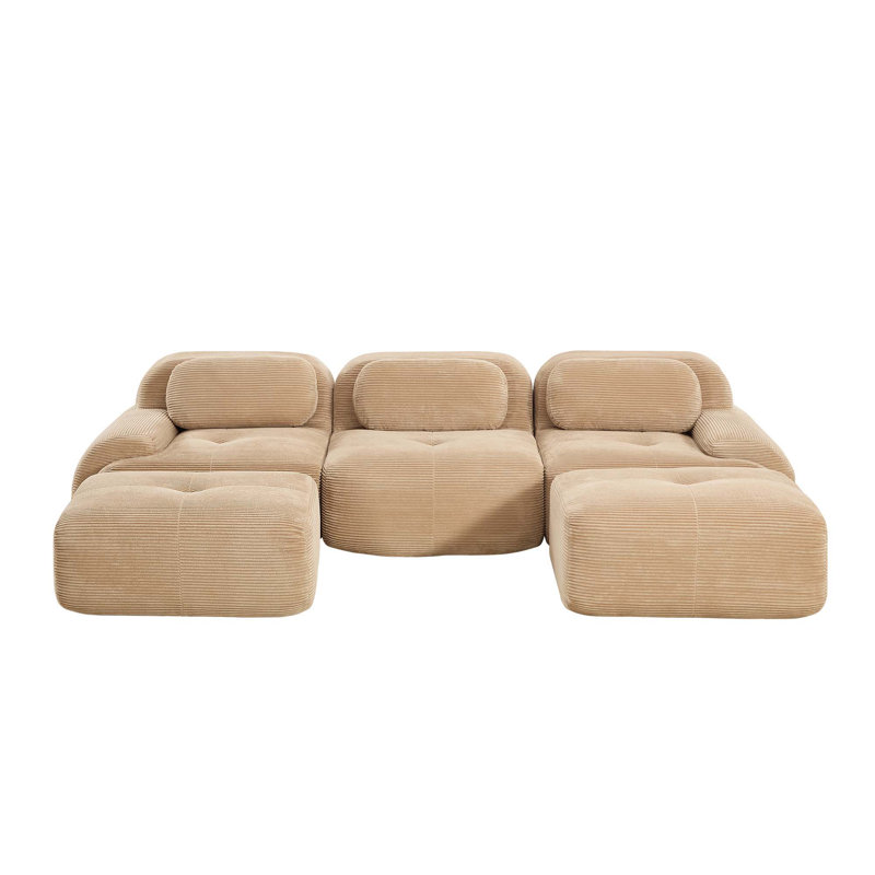 Canapé modulaire en forme de U en velours côtelé de qualité supérieure, sans assemblage, conception antidérapante, accoudoirs courbés extra-larges pour animaux de compagnie, éponge à haute résilience 32D pour les salons, les chambres et les bureaux