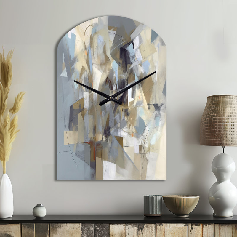 Grande horloge murale beige et grise, Moyenne