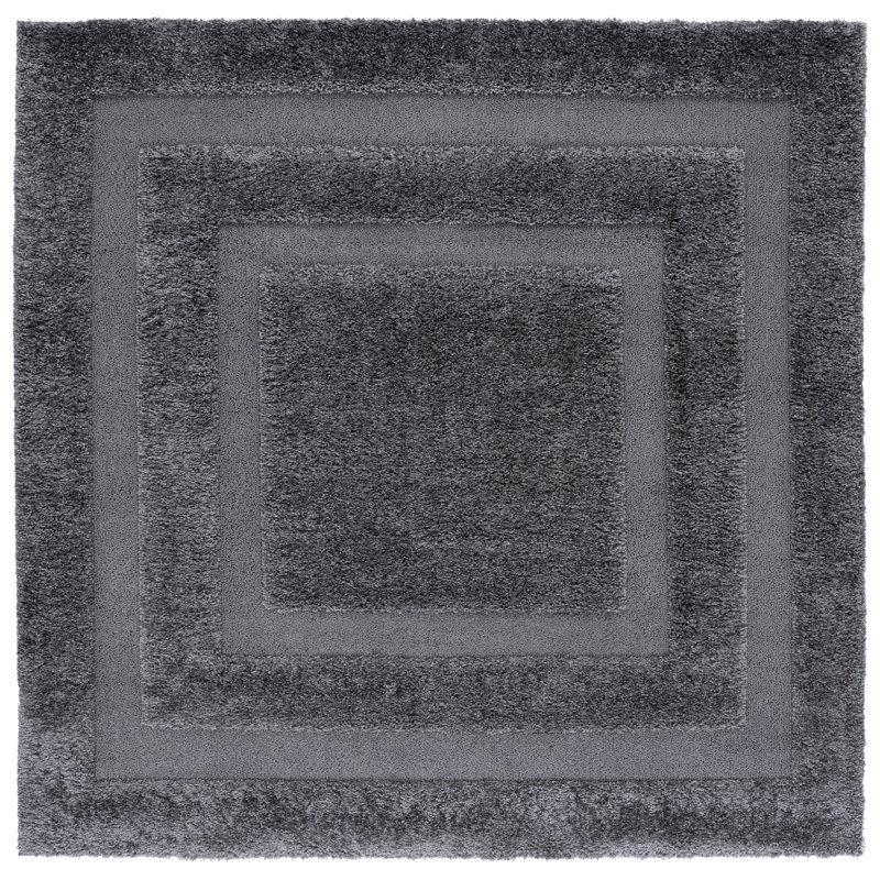 Assar Geometric Gray Area Rug, Square 6'7"
