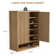 Fluted Door Shoe Cabinet, Wooden Storage Organizer with Adjustable Shelves