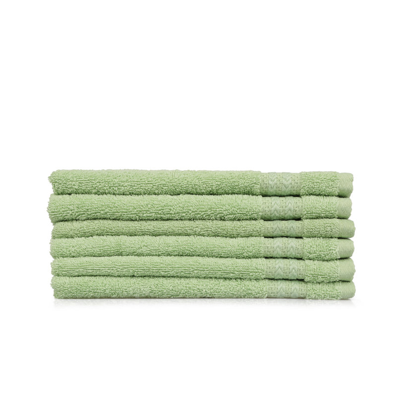 Premium 100% Cotton Wash Towel Set (6 Pieces), Soft Green, 11.8 x 19.7 inches | 500 g/m², Machine Washable at 104°F | Ideal for Home, Gym, and Spa Use, Luxuriously Absorbent and Durable