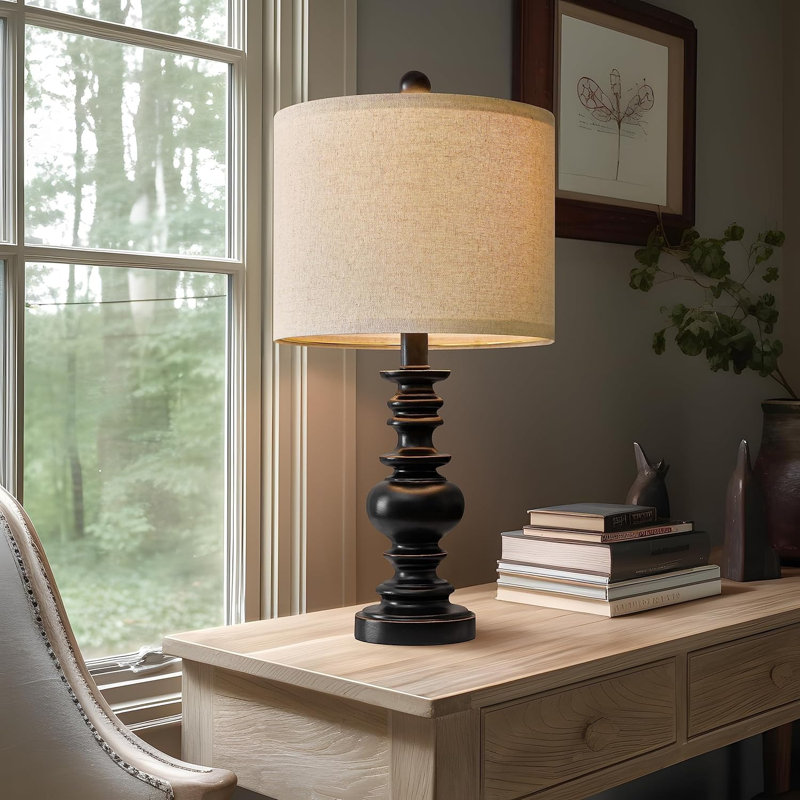 20" Black Table Lamp Set Of 2