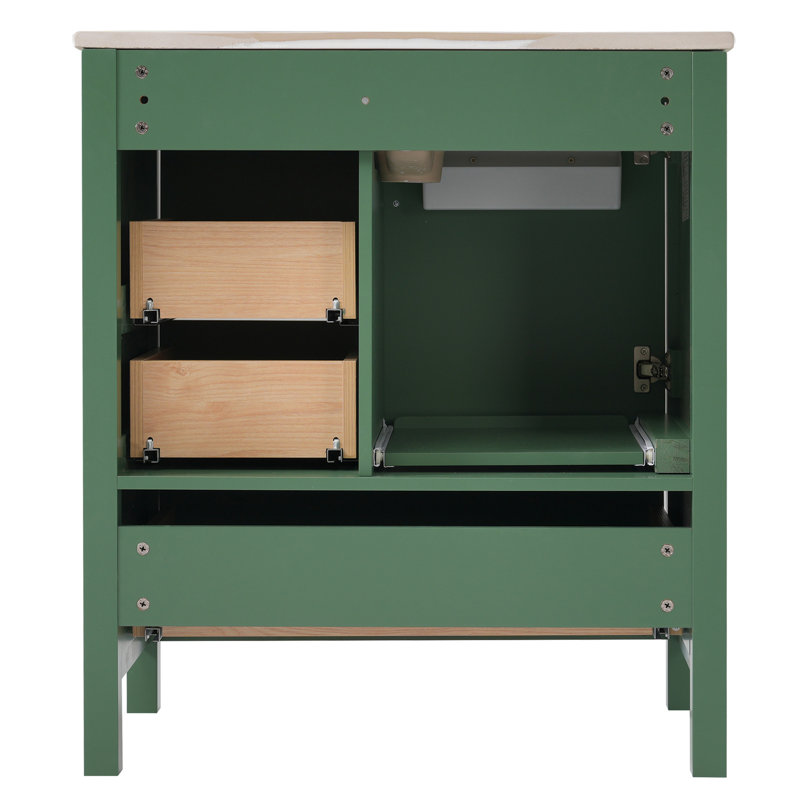 Ensemble de meuble-lavabo 30 po avec lavabo, armoire de rangement avec porte à fermeture douce, Vert