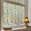 Film de vitrail 3D, film d'intimité pour fenêtre décorative pour salle de bain, porte d'entrée, maison, contrôle de la chaleur bloquant le soleil, adhérence statique, ferronnerie dorée 17,5 po x 47,24 po