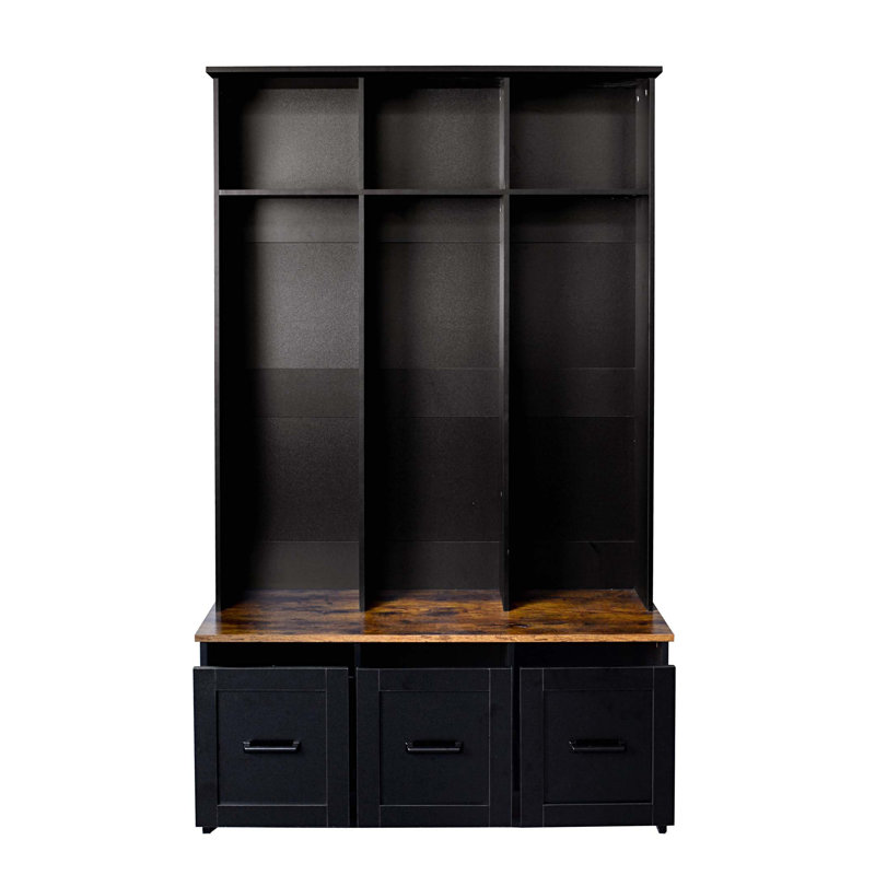 Modern Hall Tree with Entryway Bench, 3 Shelves and Drawers, 40.2'' Wide Hall Tree with Storage Bench for Hallway, Entryway, Living Room