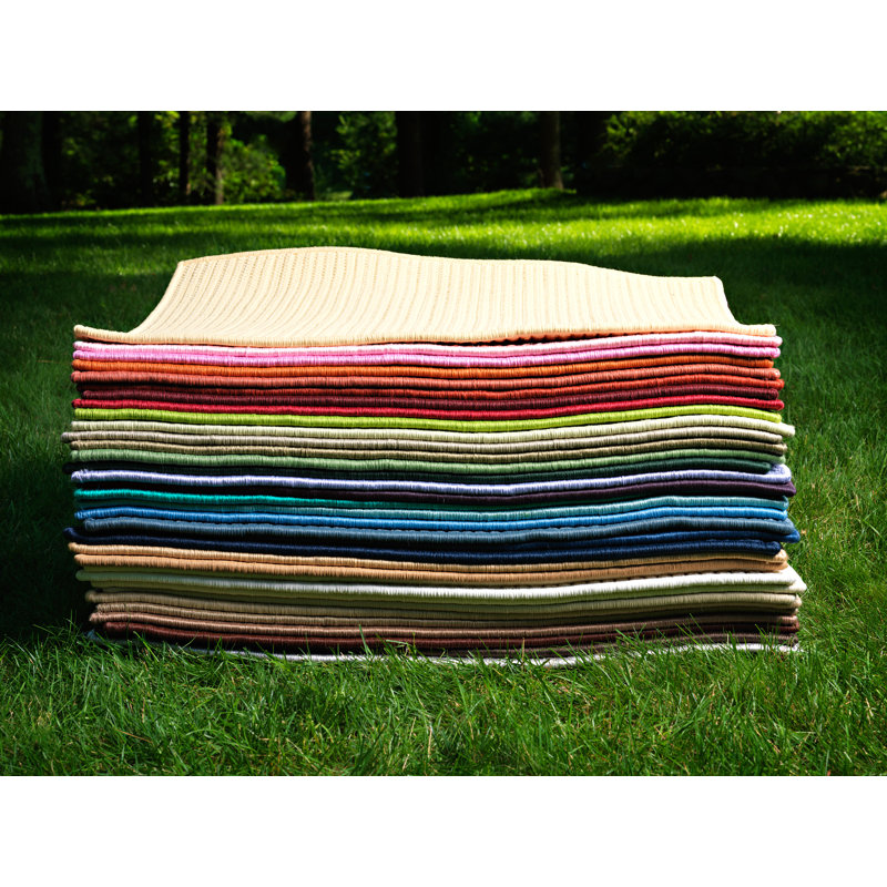 Tan Braided Synthetic Reversible Outdoor Rug 4' x 6'