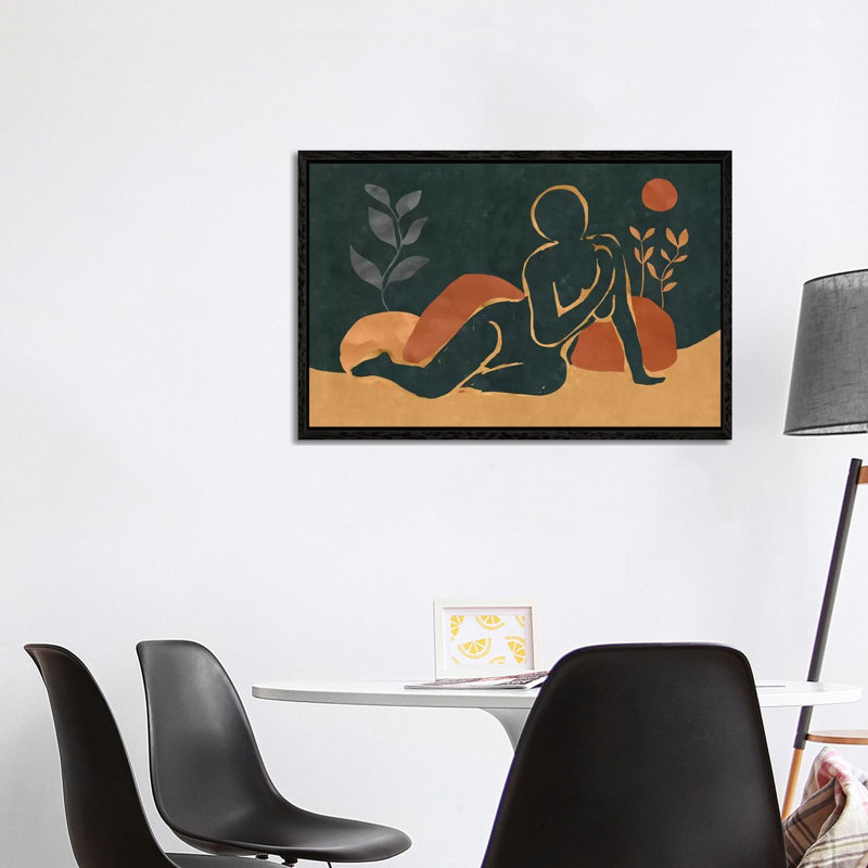 Woman Resting In The Nature I by Maximiliano Casal - Print on Canvas, 66.04cm H x 101.6cm W x 3.81cm D, Black Framed
