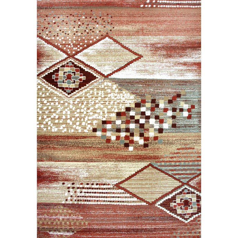 Abstract Wool Area Rug, Rectangle 60 x 120cm