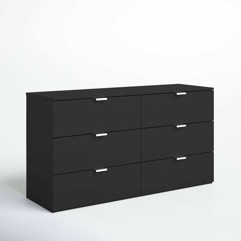 Commode à 6 tiroirs G 51,25 po Giorgi, Noir mat