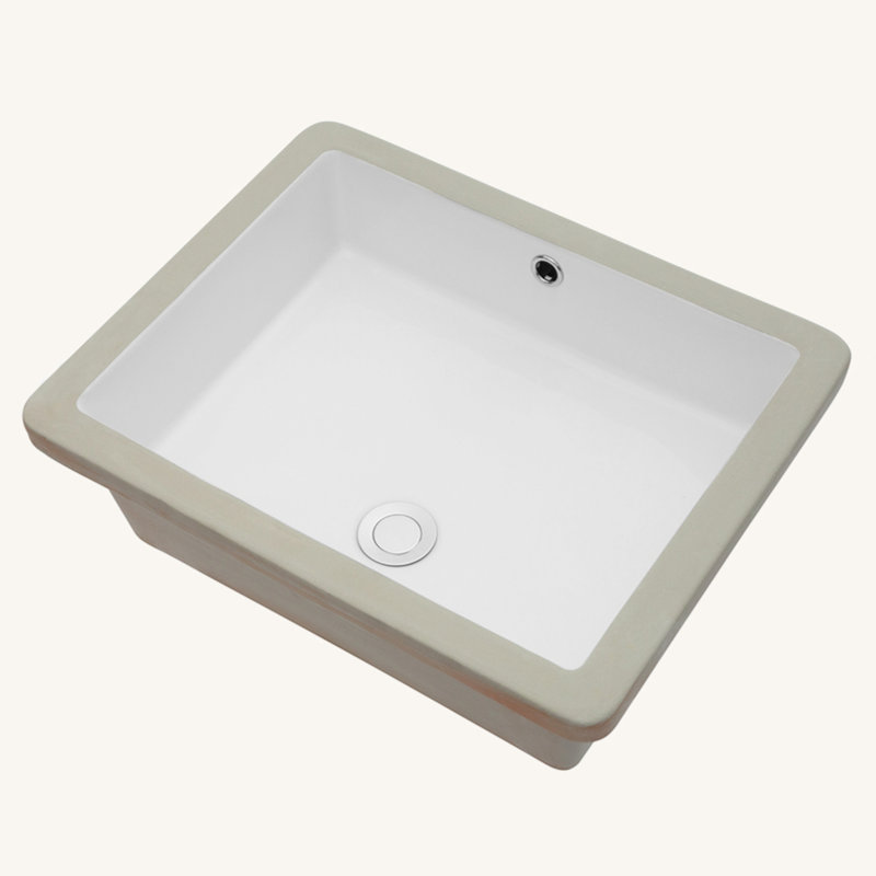 Lavabo de salle de bain rectangulaire encastré en céramique blanc avec trop-plein 20 po x 15,5 po