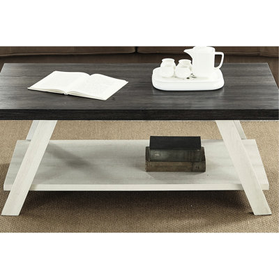 Table basse en bois de style contemporain - modèle gris anthracite et beige vieilli
