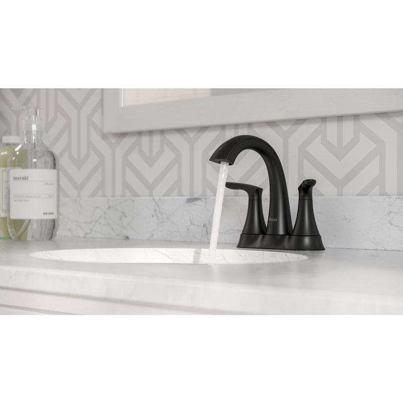 Weller Centerset Bathroom Faucet with Drain Assembly, Matte Black
