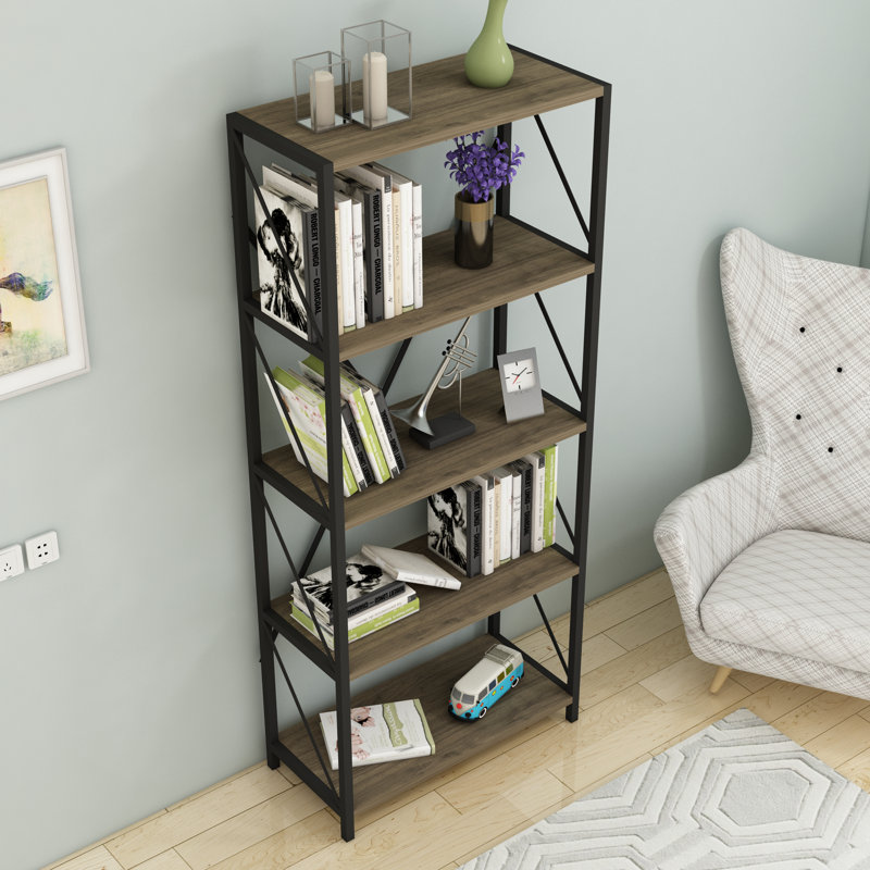 Akamu 150cm H x 64.2cm W Standard Bookcase, Walnut