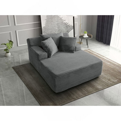 66-inch indoor chaise lounge, oversized cushion boneless sofa bed with pillow, luxury faux fur sleeper chair, armrest reading chair, living room cloud sofa, no assembly required