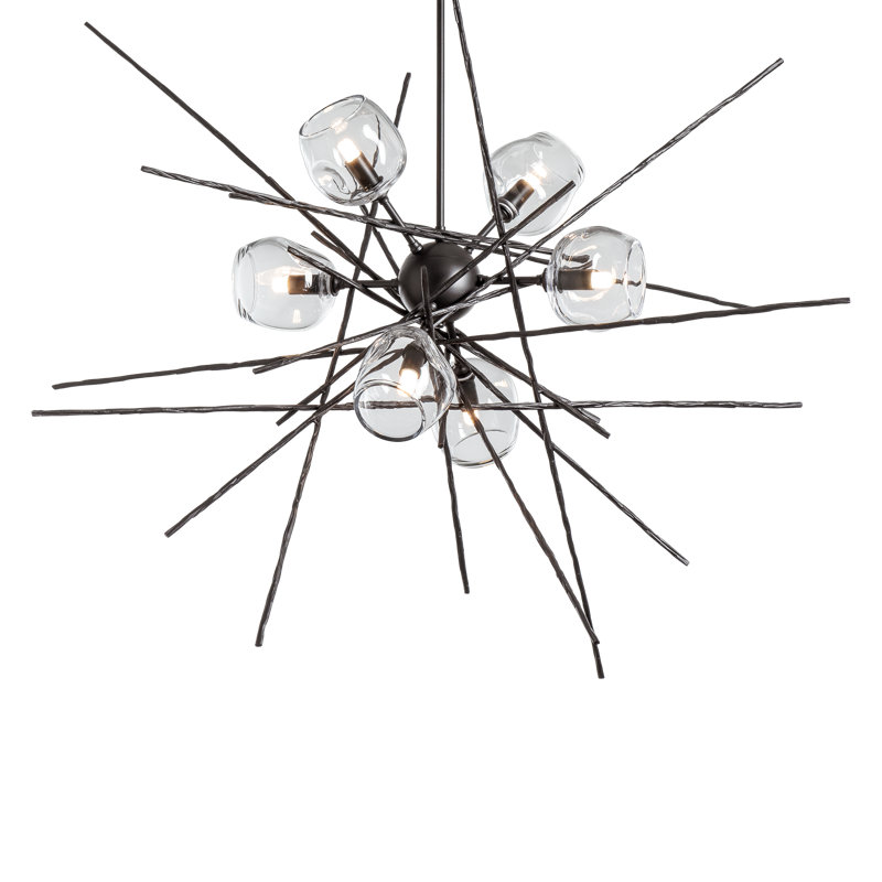 Griffin 6 - Light Chandelier, Clear, 56.6" H x 39.2" W x 38.8" D, Dark Smoke