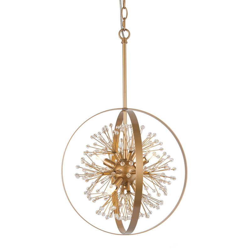 Lustre globe unique à 4 lumières avec détails en cristal Chadi
