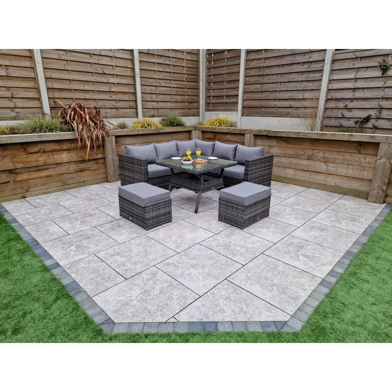 6 Seater Dining Set with Cushions, Grey