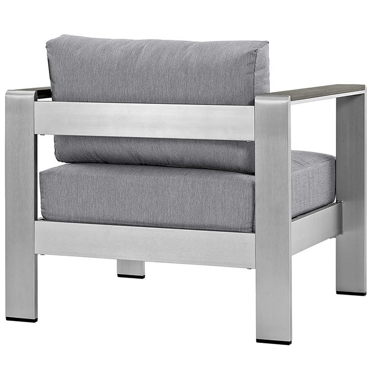 Ensemble de conversation modulaire en aluminium avec coussins 4 pièces Shore, gris