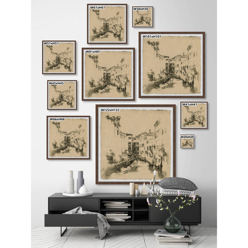 Venice Canal - Single Picture Frame Print, 81cm H x 81cm W x 3.81cm D